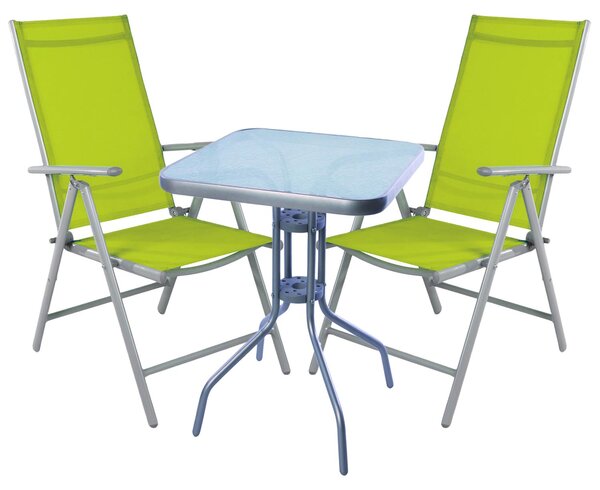Set di sedute da bistrot Set da bistrot 3 pezzi grigio argento/lime