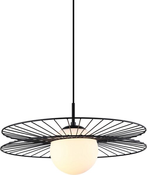 Lampada a sospensione Sandy bianco e nero 1xE27x40W in vetro, dimensioni: 90x45x45 cm, IP20, Italux