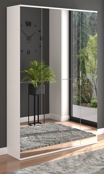 Armadio con specchio "SystemX" bianco Scarpiera con ante a specchio 122 x 193 cm