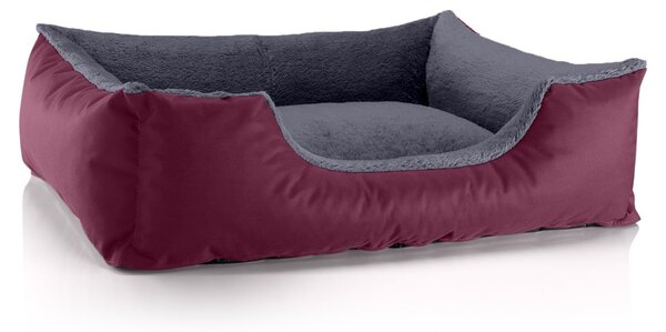 Letto per cani BedDog TEDDY, divanetto lavabile con bordo e cuscino, CHERRY-ROCK (bordeaux/grigio), (L) ca. 80x65x18 cm
