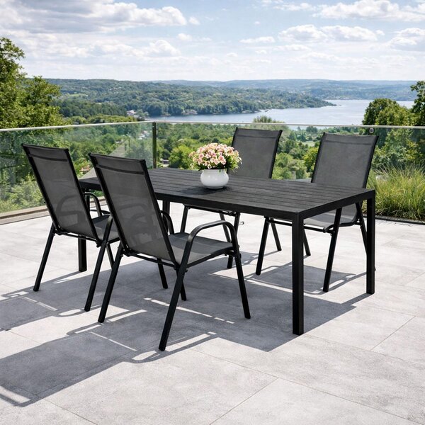 Set da giardino Set di sedute 5 pezzi 150x90 cm Non-Wood Nero/Antracite