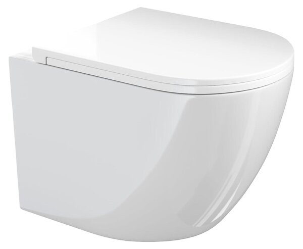 VILSTEIN WC sospeso senza bordo I WC sospeso I lavabo I incl. sedile WC estraibile con meccanismo di chiusura soft-close