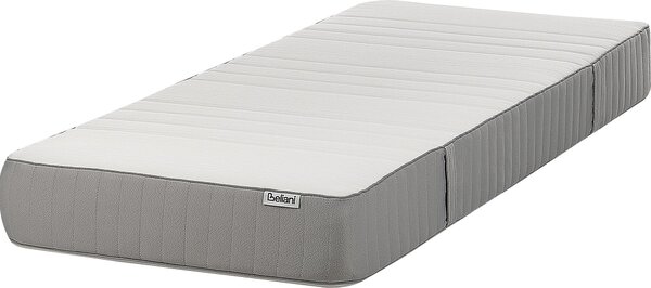 BELIANI Materasso in schiuma gel bianco-grigio 80 x 200 cm rigido singolo con cerniera rivestimento in poliestere sfoderabile accessori per camera da letto