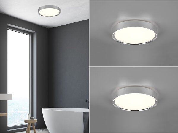 Set di plafoniere a LED argento Ø33 cm per bagno, bagno degli ospiti e ambienti umidi