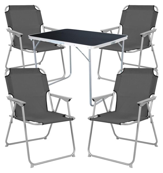 Set da campeggio 5 pezzi Mobili da giardino Tavolo da campeggio 4 sedie da campeggio Sedie pieghevoli