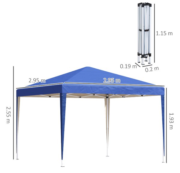 Outsunny Gazebo Piegehvole Impermeabile con Borsa per Trasportoin Acciaio e Tessuto Oxford, Blu | Aosom Italy