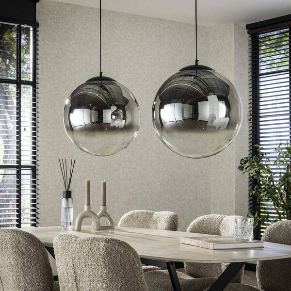 ZIJLSTRA Lampada a sospensione in vetro Glassball XL, dimmerabile, Alluminio / Grigio / Zincato, Soggiorno / Sala da pranzo, Vetro, Lampada a sospensione