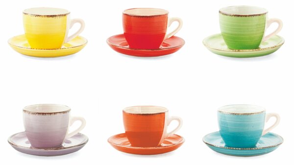 Set 6 tazzine caff� Baita in Gres Multicolor, capacit� 90 ml