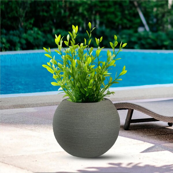 Vaso in resina da esterno interno per piante tondo a sfera di design d.40x h 33cm - Peso 1,5 kg Botticelli colore Verde