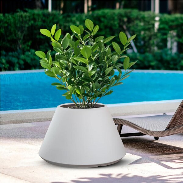 Vaso in resina da esterno interno per piante tondo conico design d.60x h35 cm peso 2 kg Stromboli Bianco