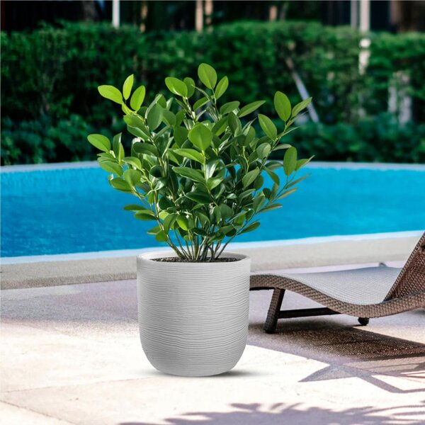 Vaso in resina da esterno interno per piante cilindro di design d.25x h 34 cm - Peso 1,5 kg Raffaello colore Bianco