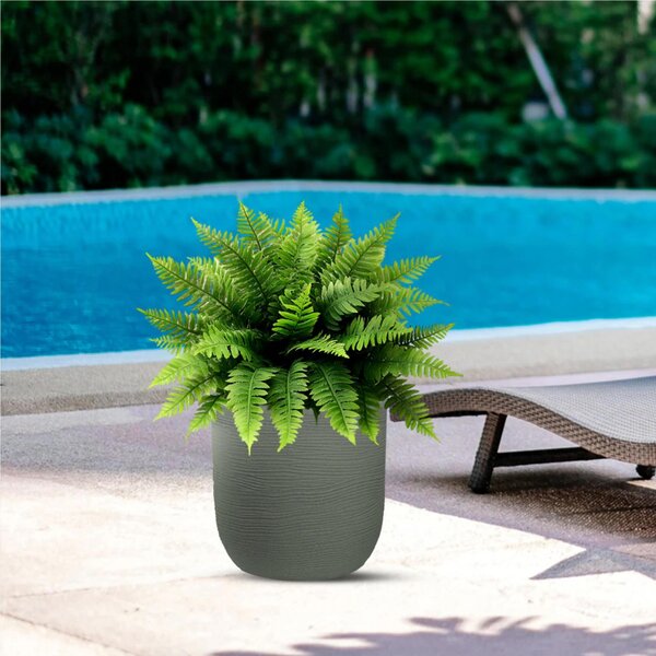 Vaso in resina da esterno interno per piante cilindro di design d.25x h 34 cm - Peso 1,5 kg Raffaello colore Verde