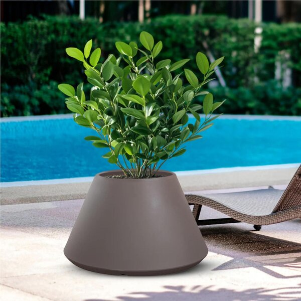 Vaso in resina da esterno interno per piante tondo conico design d.60x h35 cm peso 2 kg Stromboli Tortora