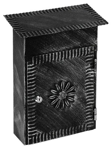 Cassetta per Posta In ferro Battuto modello RIVISTA Lavorazione Artigianale trattamento x Esterno 27x13xh 39 cm con 2 chiavi di chiusura colore nero