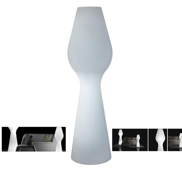 Lampada da Terra in Polietilene STRIPES elegante calice Dimensioni 50x H 170 cm - ideale per aggiungere un tocco di luminosit� e bellezza floreale Colore trasparente