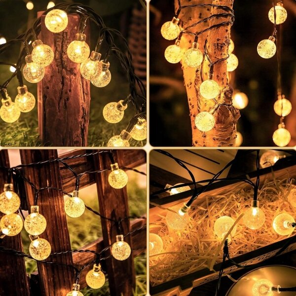 Catena decorativa solare LED 30xLED/8 funzioni 500 mAh 6,5 m IP67 bianco caldo