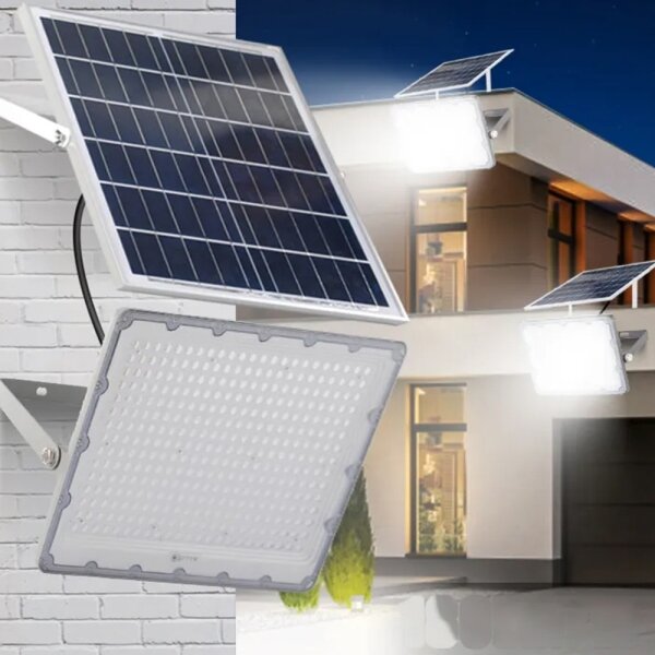 Proiettore solare dimmerabile a LED/50W/3,2V 5000K 6000 mAh IP65 nero + telecomando