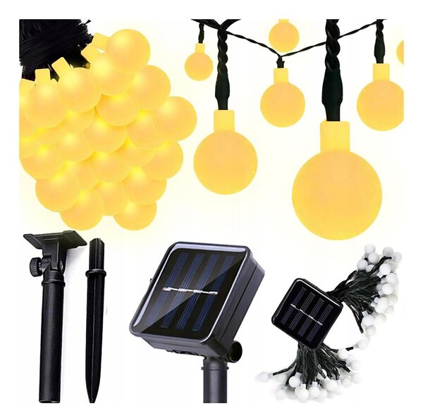 Catena luminosa solare 30x LED/8 funzioni 500 mAh 6,5 m IP67 bianco caldo