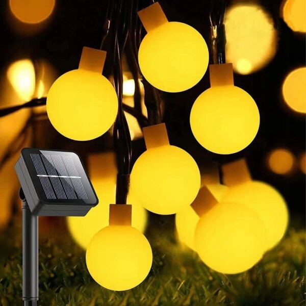 Catena luminosa solare 30x LED/8 funzioni 500 mAh 6,5 m IP67 bianco caldo