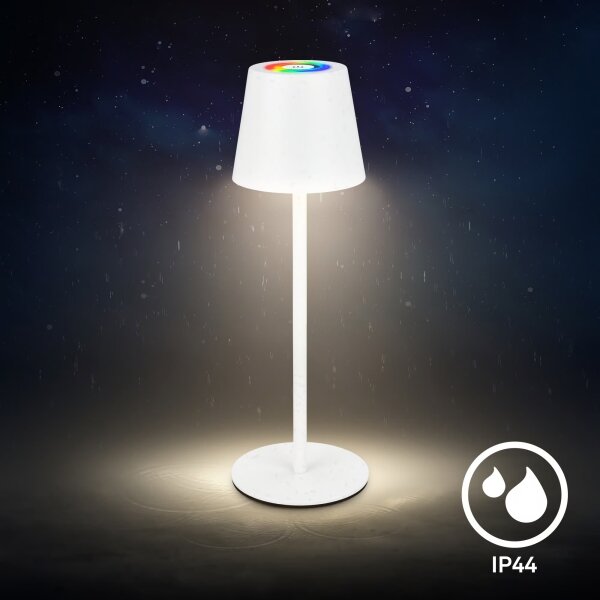 Briloner 7517016 - Lampada da tavolo LED RGB dimmerabile CILANO 3W/5V IP44 2000 mAh bianca