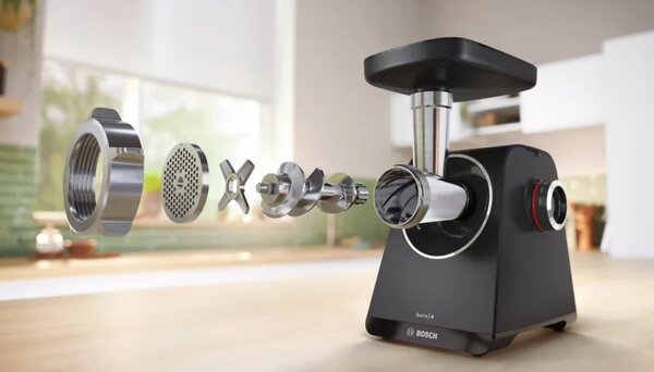 Bosch Tritacarne Elettrico Potenza 500 Watt Capacit 2,5 kg/min con 2 Velocit colore Nero - MFWS440B Serie 4