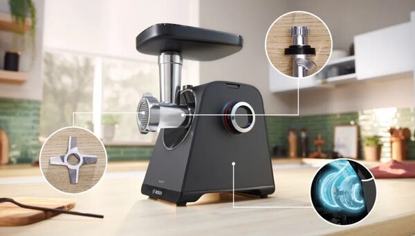 Bosch Tritacarne Elettrico Potenza 500 Watt Capacit 2,5 kg/min con 2 Velocit colore Nero - MFWS440B Serie 4
