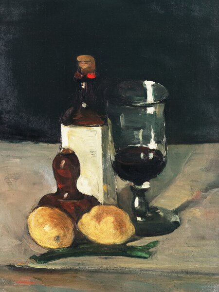 Riproduzione Still Life with Bottle Glass Lemons, Paul Cézanne