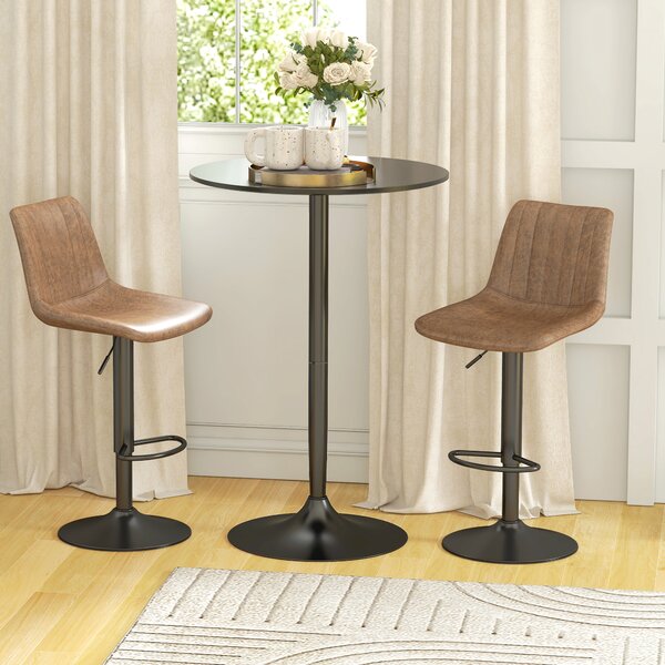 HOMCOM Tavolo Alto da Bar Moderno Rotondo con Base in Acciaio e Piano in MDF, Ø70x102cm, Nero|Aosom