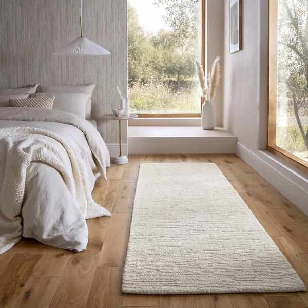 Passatoia avorio in lana tessuta a mano 80x230 cm Harris Boucle – Flair Rugs