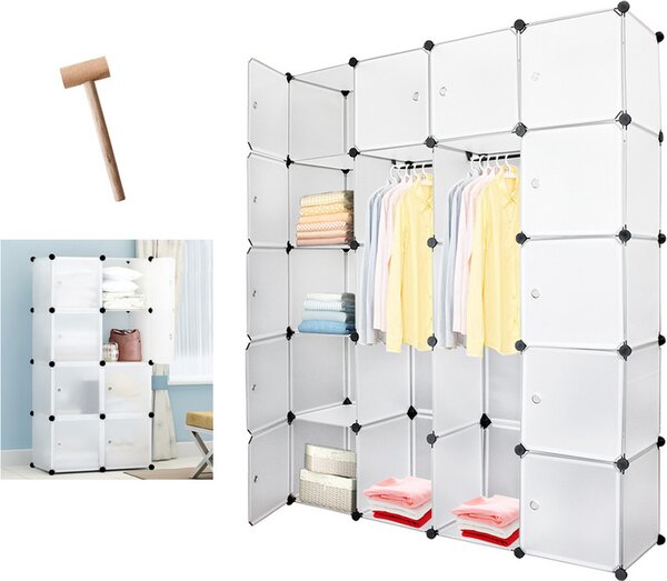 Jopassy sistema di scaffalatura guardaroba fai da te porte armadio a pioli 20 scatole/bianco