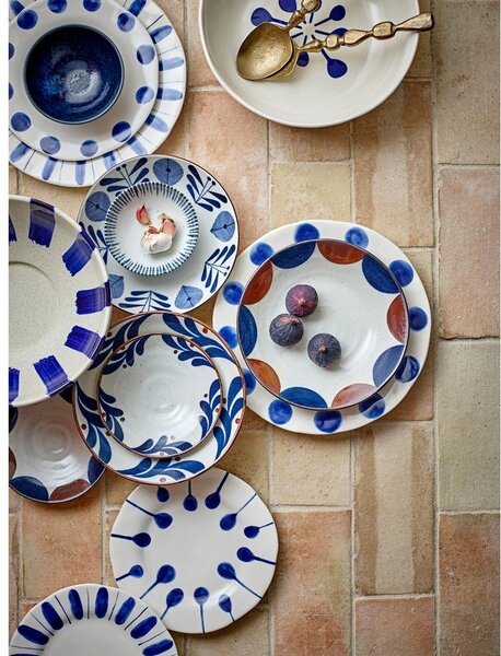 Set di piatti da dolce bianchi/blu in gres 3 pz ø 22 cm Linora – Bloomingville