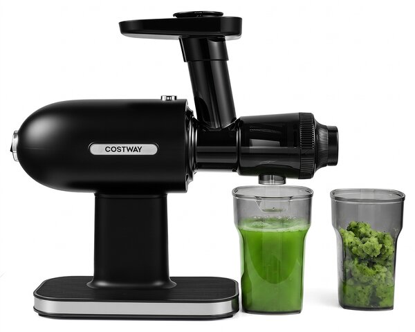 Costway Estrattore frutta e verdura a freddo con contenitore e filtro a rete con funzione di macinazione inversa, Estrattore di succo silenzioso per cucina bar e ufficio