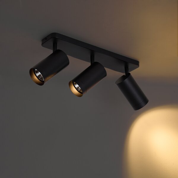 Plafoniera moderna nera 3 luci GU10 70mm - Jeana Luxe