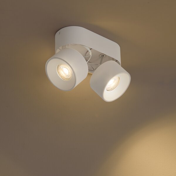 Faretto da superficie moderno bianco GU10 50mm 2 luci orientabile - Echo