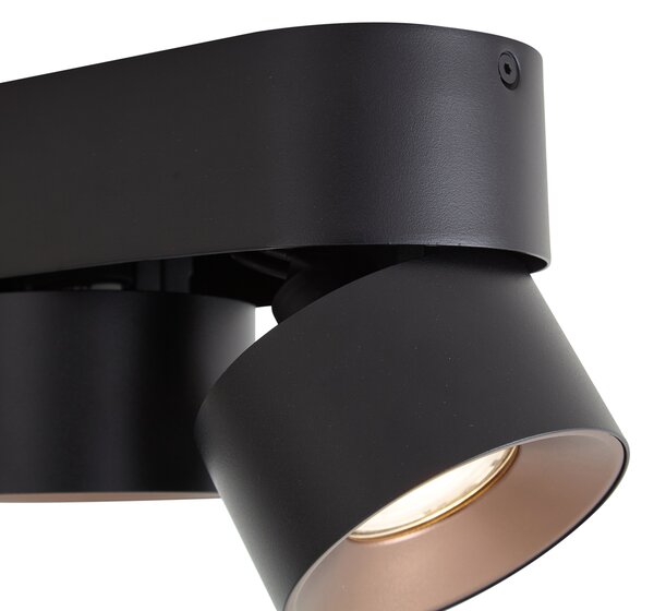 Faretto a plafone moderno nero GU10 50mm 2 luci orientabile - Echo