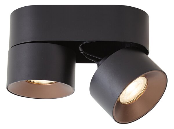 Faretto a plafone moderno nero GU10 50mm 2 luci orientabile - Echo