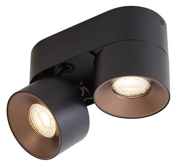 Faretto a plafone moderno nero GU10 50mm 2 luci orientabile - Echo