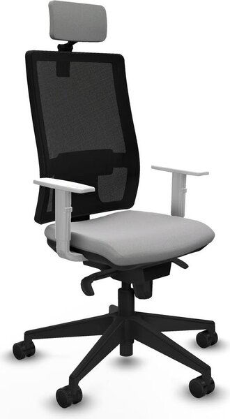 Sedia da ufficio con poggiatesta, modello Horna Piqueras y Crespo 4B066N2, colore grigio chiaro