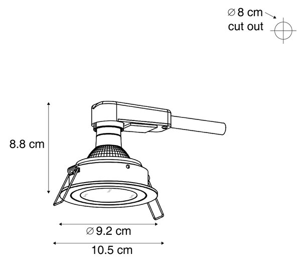 Set di 6 faretti da incasso moderni color canna di fucile orientabili IP44 - Chuck