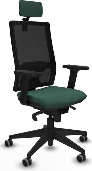 Sedia da ufficio con poggiatesta, modello Horna Piqueras y Crespo 2D066G2, colore verde