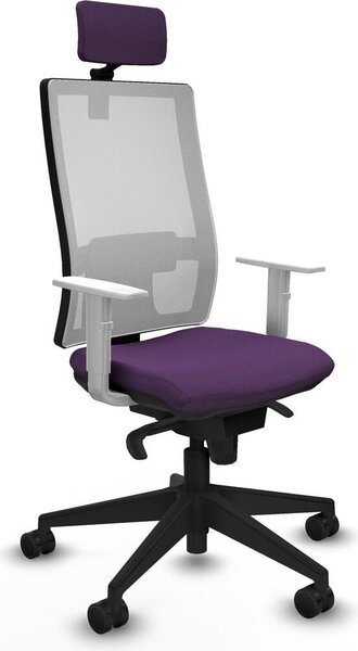 Sedia da ufficio con poggiatesta, modello Horna Piqueras y Crespo 4B066N2, colore lilla