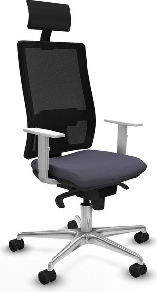 Sedia da ufficio con poggiatesta, modello Piqueras y Crespo 4B086N1, colore grigio scuro