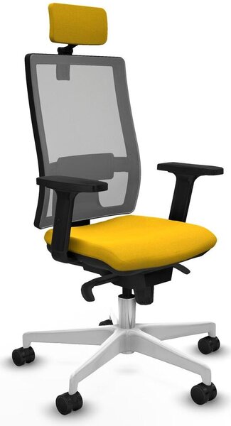 Sedia da ufficio con poggiatesta, modello Horna Piqueras y Crespo 2D026N2, colore giallo