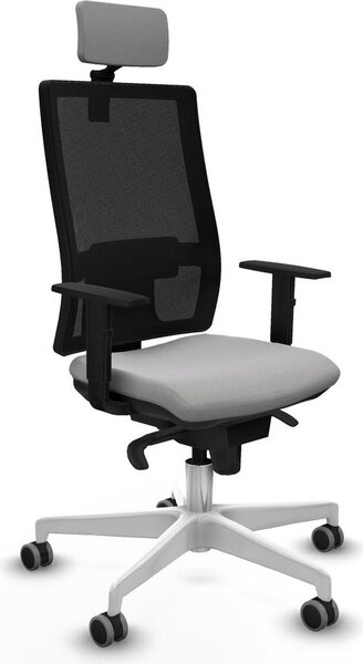 Sedia da ufficio con poggiatesta, modello Horna Piqueras y Crespo 1D026G2, colore grigio chiaro
