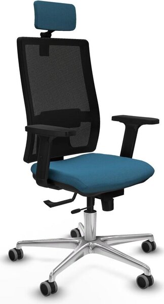 Sedia da ufficio con poggiatesta, modello Horna Traslack, marca Piqueras y Crespo, codice prodotto 2D086G2, colore verde petrolio