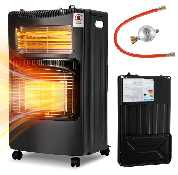 Vigevee, piano cottura a gas ed elettrico combinato, 4200/1200 Watt, accensione piezoelettrica, sistema di sicurezza anticaduta, rilevatore di fiamma (ODS), 4 ruote piroettanti, colore nero