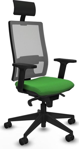 Sedia da ufficio con poggiatesta, modello Horna Piqueras y Crespo 2D066N1, colore verde