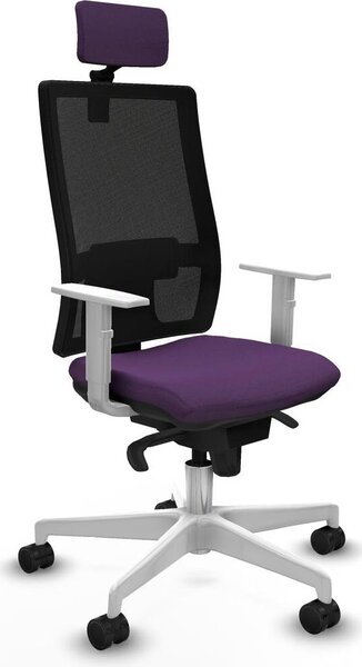 Sedia da ufficio con poggiatesta, modello 4B026N2, colore lilla, marca Piqueras y Crespo