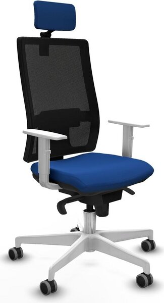 Sedia da ufficio con poggiatesta, modello Piqueras y Crespo 4B026G2, colore blu