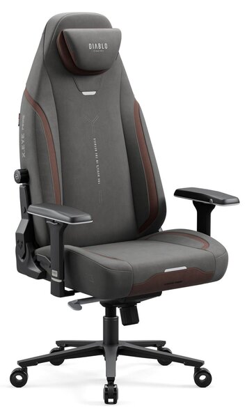 Sedia da gaming Diablo X.Eye Prime con funzione di raffreddamento, sedia da ufficio/scrivania, portata massima 140 kg, dimensioni standard, colore grigio pietra